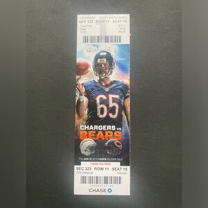 Chicago Bears vs LA Chargers 2013 Full Ticket Stub